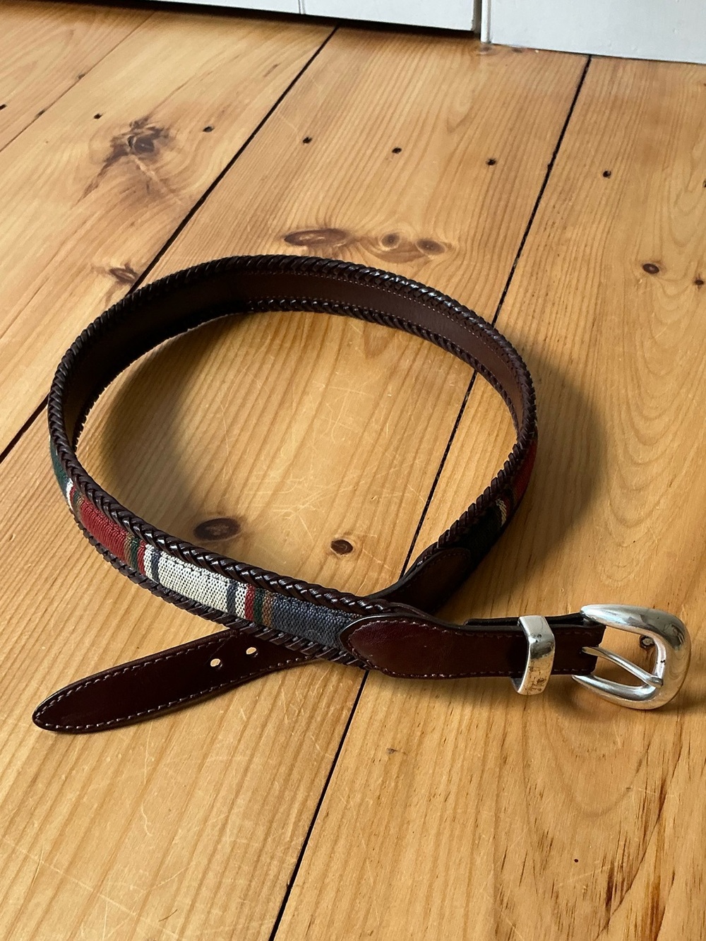 Brighton Santos Men Woven Leather Fabric Belt 36